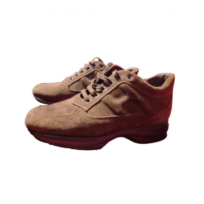 Hogan dark brown suede interactive sneakers size 39