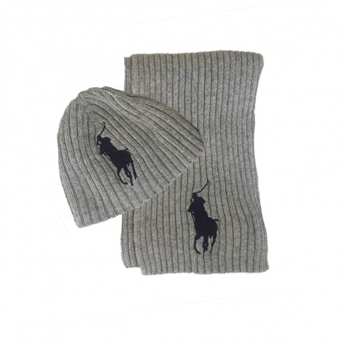 RALPH LAUREN ribbed wool beanie and scarf