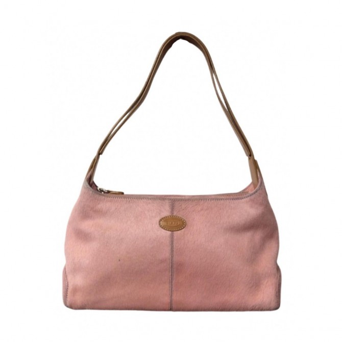 TOD'S pink ponyskin leather bag 