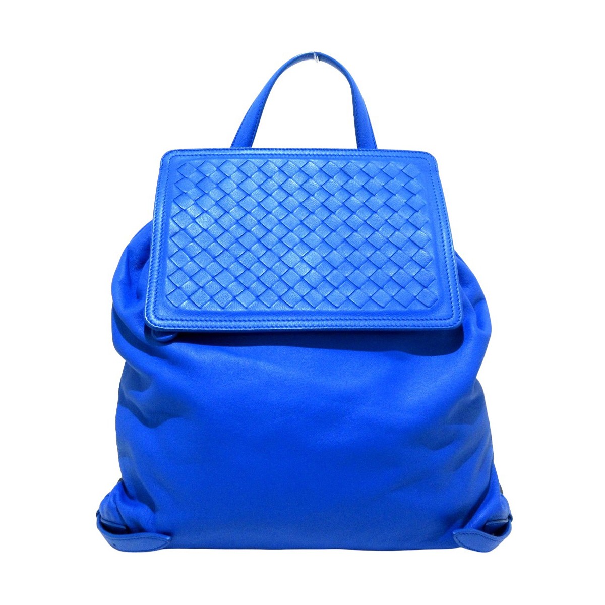 BOTTEGA VENETA Intrecciato blue leather backpack