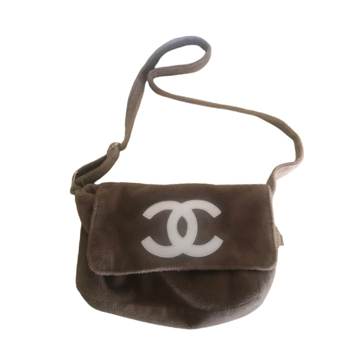 CHANEL PRECISION Shoulder Bag Pile fabric Black Coco Logos Purse 90208849