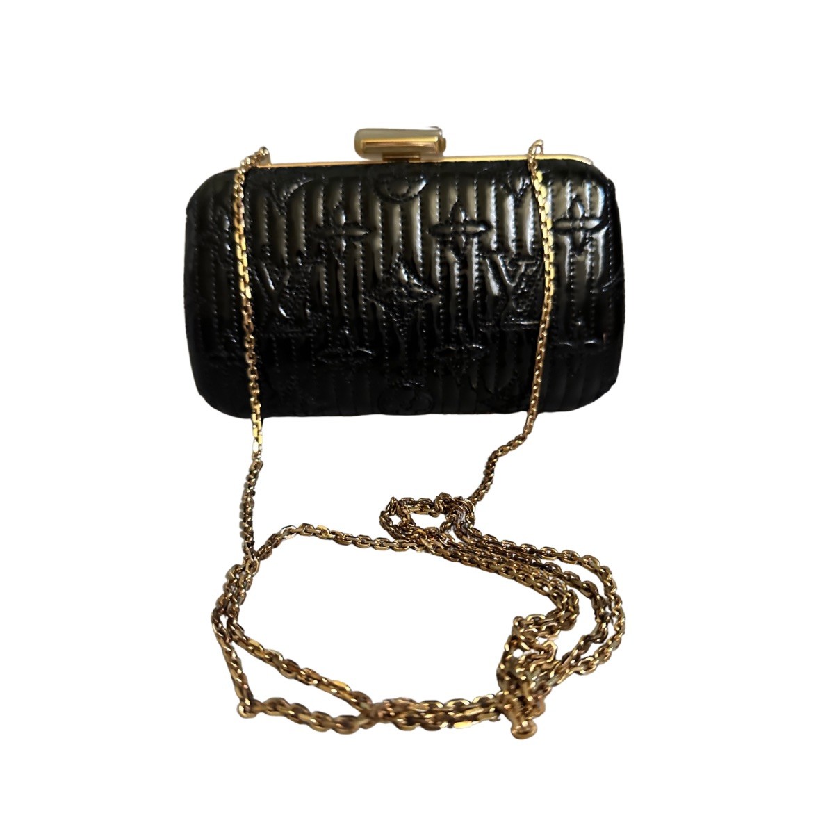 Louis Vuitton Leather Monogram Embossed Clutch Black