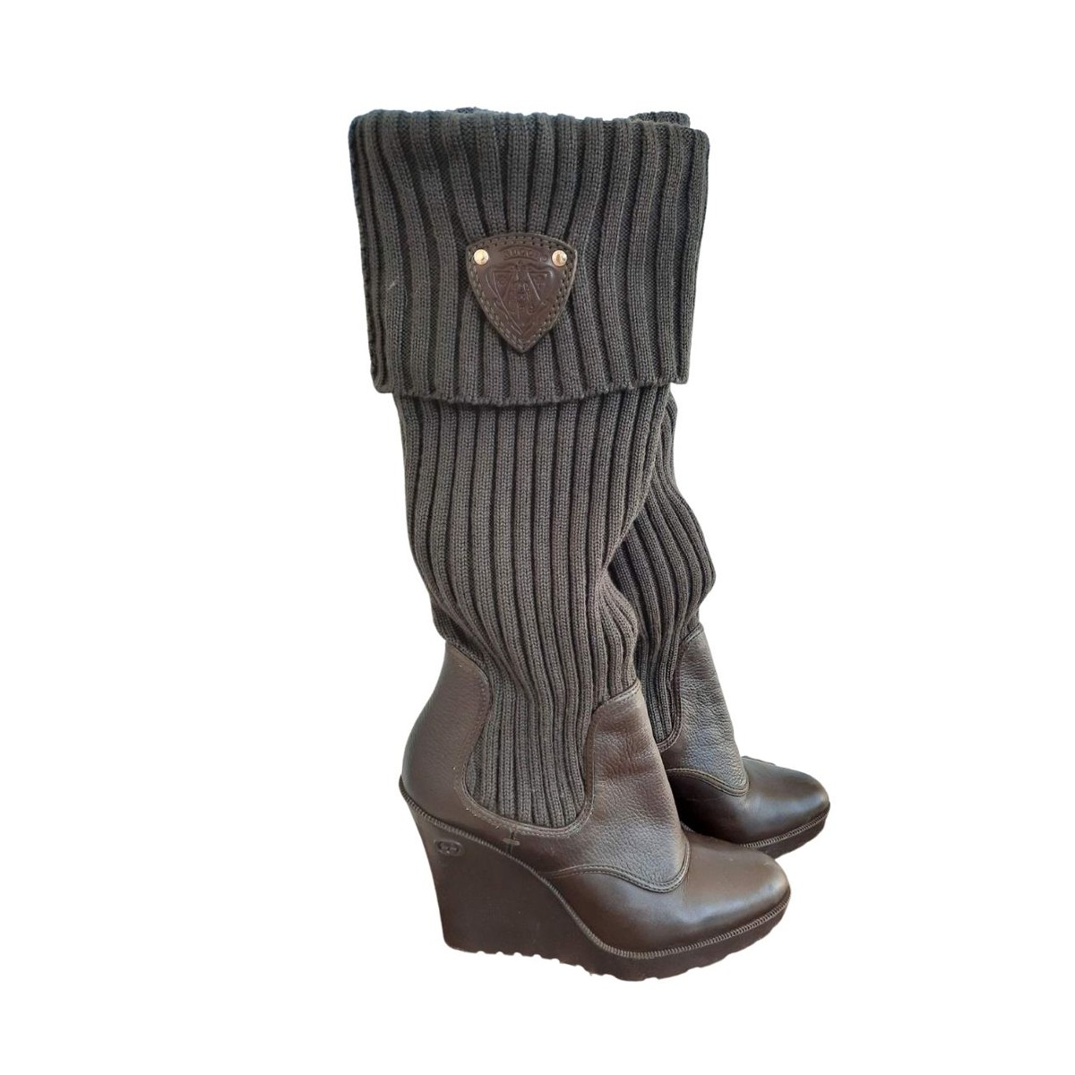 Bevise Rudyard Kipling mest Gucci brown leather wedge sock boots size IT38 | My good closet