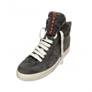 PRADA grey suede high top sneakers size 38 BRAND NEW 
