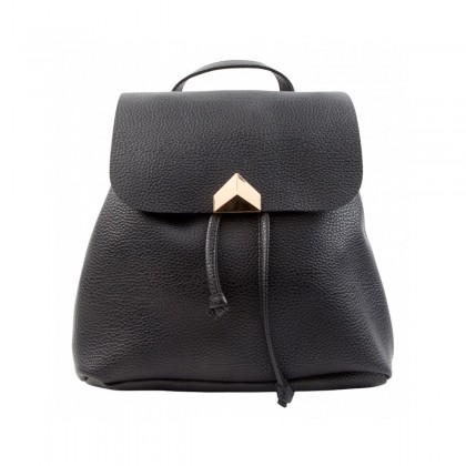 Italian black leather backpack 
