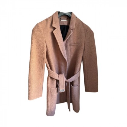 Diane von Furstenberg dusty pink boucle wool blend coat size US2