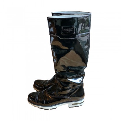 Dolce & Gabbana Black Patent Rain Boots size IT38
