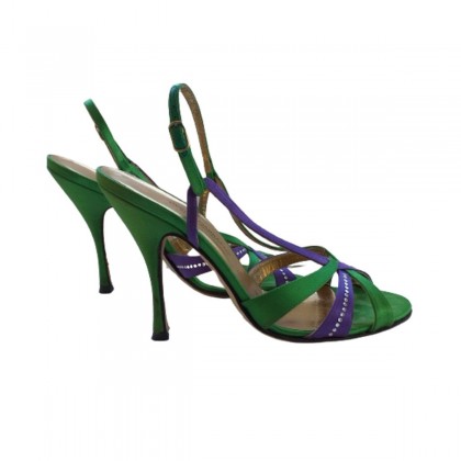 Dolce & Gabbana green/purple satin sandals size IT 37