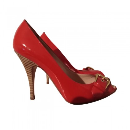 Giuseppe  Zanotti red patent leather peep toe pumps size 38 brand new
