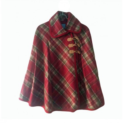 ESCADA PLAID WOOL CAPE size S