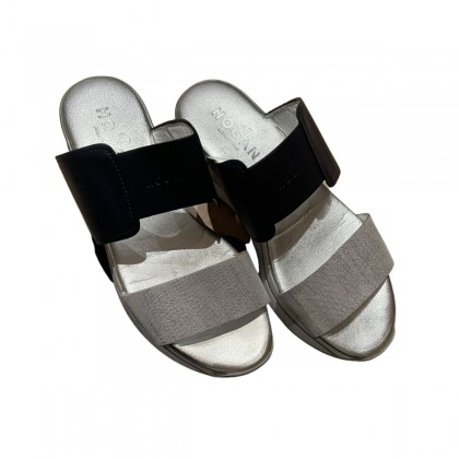 HOGAN black and silver sandals size 38