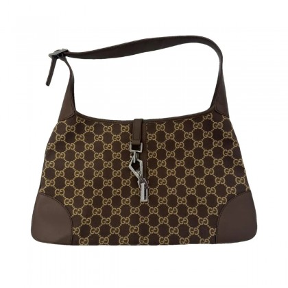Gucci Jackie in brown GG canvas and leather details