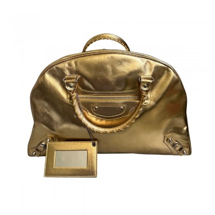 BALENCIAGA GOLD LEATHER WEEKEND BAG