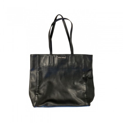 MIU MIU black calfskin leather tote bag 