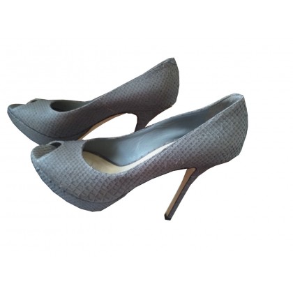 Dior grey taupe snake skin heels 
