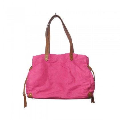 MIU MIU hot pink cloth tote bag with leather details NEW