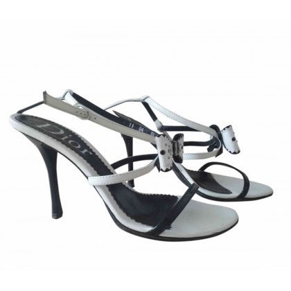 Dior Black and White leather bow sandlas size 38 