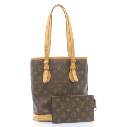 Louis Vuitton Bucket PM Monogram Canvas Shoulder Bag and pouch