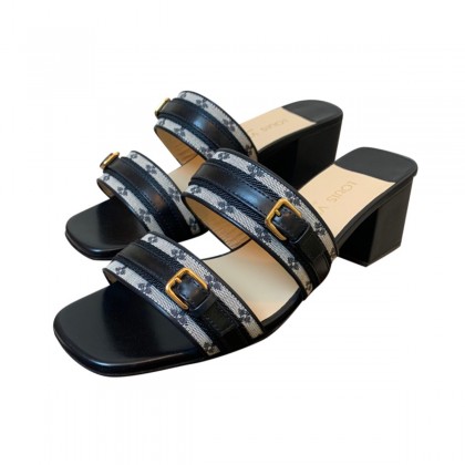 LOUIS VUITTON leather and denim sandals size 37.5 NEW
