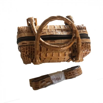 Tous croco print camel leather cross body bag