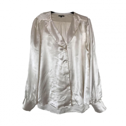 Theory silk feeling blouse in ecru 