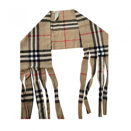BURBERRY 100% cashmere nova check fringed scarf 