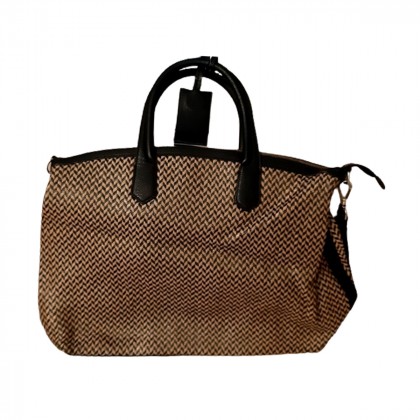Liviana Conti wicker and leather tote bag 