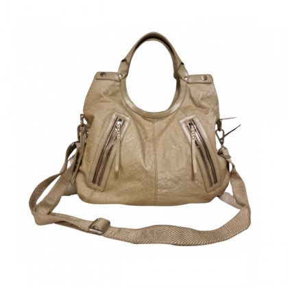 HOGAN cloth and leather beige tote bag 