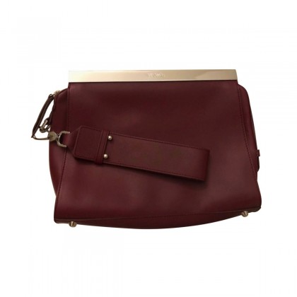 Max & Co burgundy leather clutch 