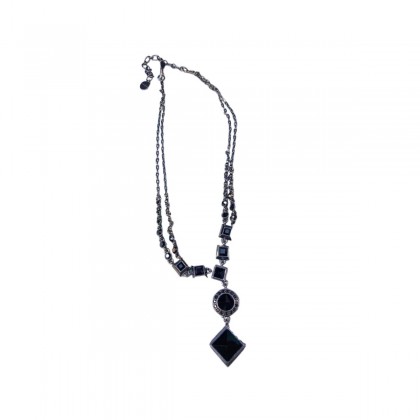 GIVENCHY necklace metallic chain/black rhinestones