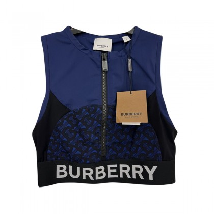 Burberry TB monogram-print zip-up cropped top size S NEW