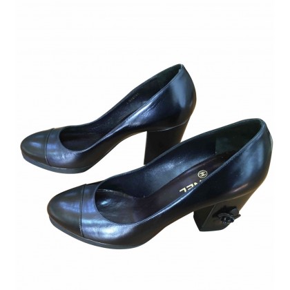 CHANEL BLACK AND BLUE HEELS SIZE 39,5 