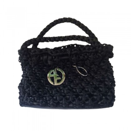 GIORGIO ARMANI black cloth woven bag 