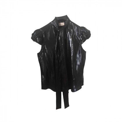 BLUMARINE metallic black silk shirt size IT 44