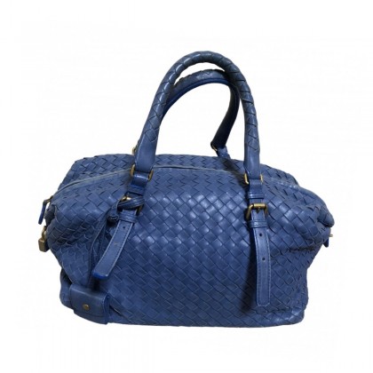 Bottega Veneta  Montaigne blue leather Bowling bag 