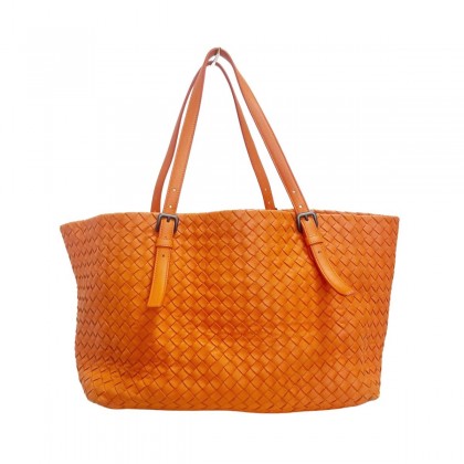 BOTTEGA VENETA orange leather tote bag