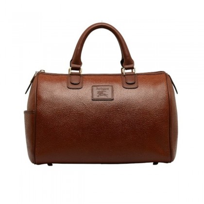 BURBERRY brown leather Boston bag