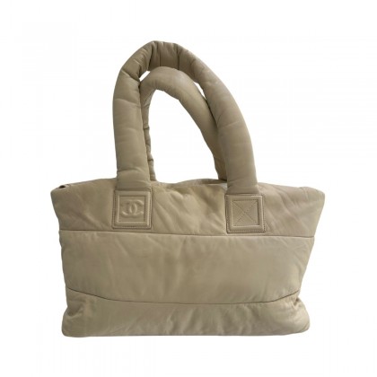 CHANEL COCO COCOON beige lambskin leather tote bag 