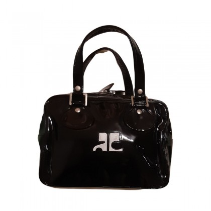 Andre Courreges black patent leather handbag