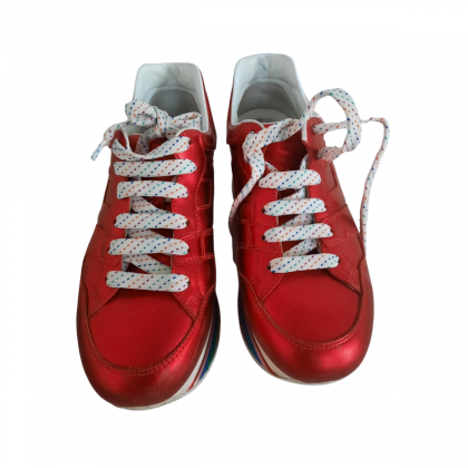 HOGAN metallic red platform sneakers 38.5