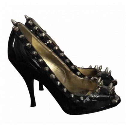 Dolce & Gabbana  black leather heels with silver tone studs size IT36 or US6 