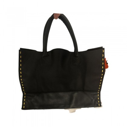 Callista Crafts large black leather tote bag 