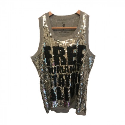 Free for Humanity Grey sequined top size XL