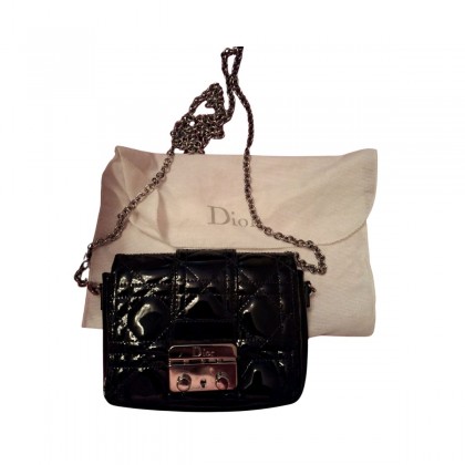 Dior black patent leather mini bag