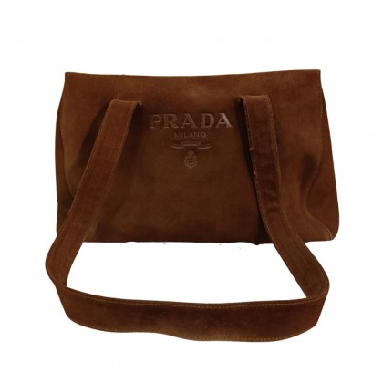 PRADA brown suede shoulder bag 