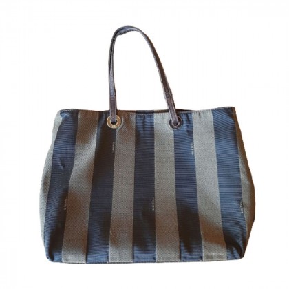 FENDI Pequin striped canvas mini tote handbag