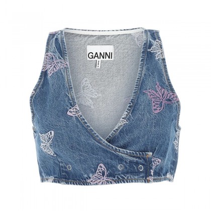  Ganni embroidered crop top SIZE IT38 NEW