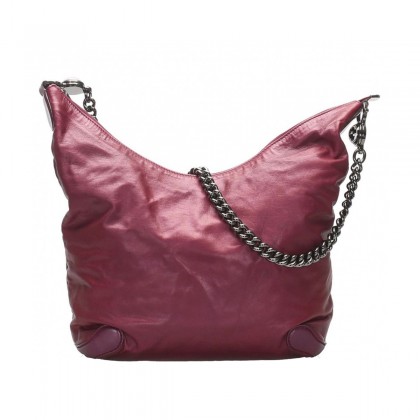 Gucci purple/raspberry calfskin leather chain hobo bag