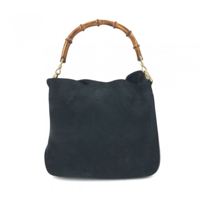 GUCCI black suede bamboo bag