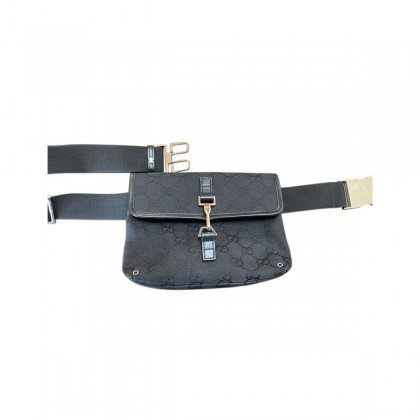 GUCCI GG black canvas and leather belt bag